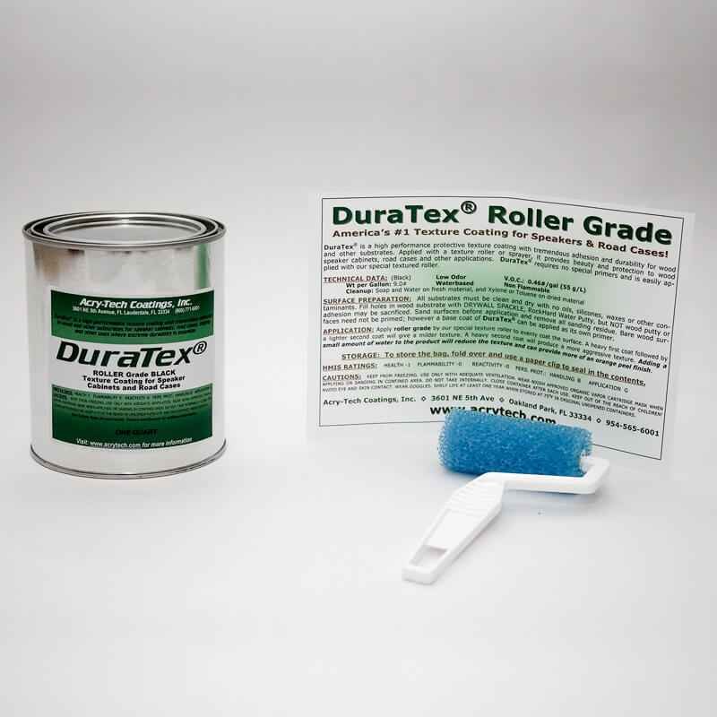 Duratex Speaker Cabinet Texture Coating 1 Quart Roller Grade Black Kit