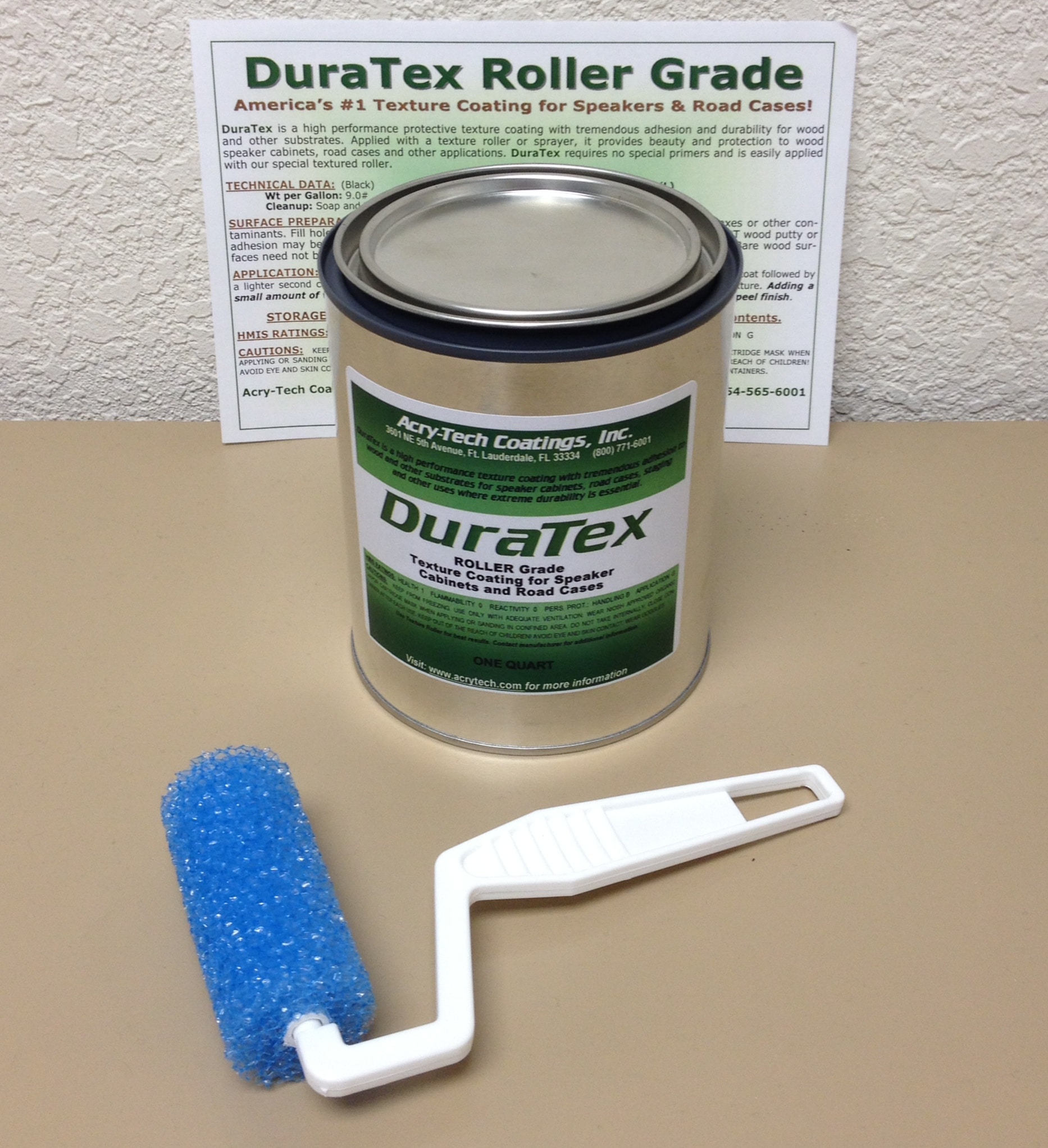 Duratex Speaker Cabinet Texture Coating 1 Quart Roller Grade White Kit